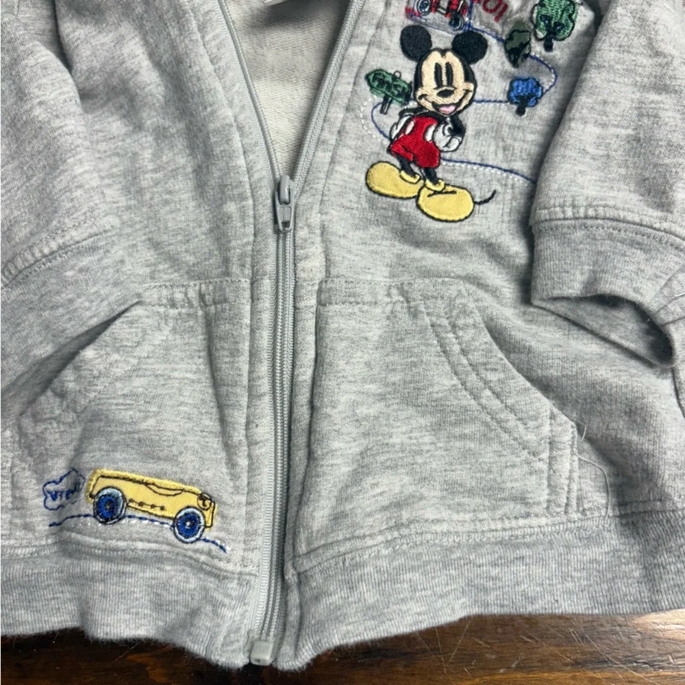 Disney Gray Mickey‎ Mouse Zip Up Jacket Size 6-9 Months